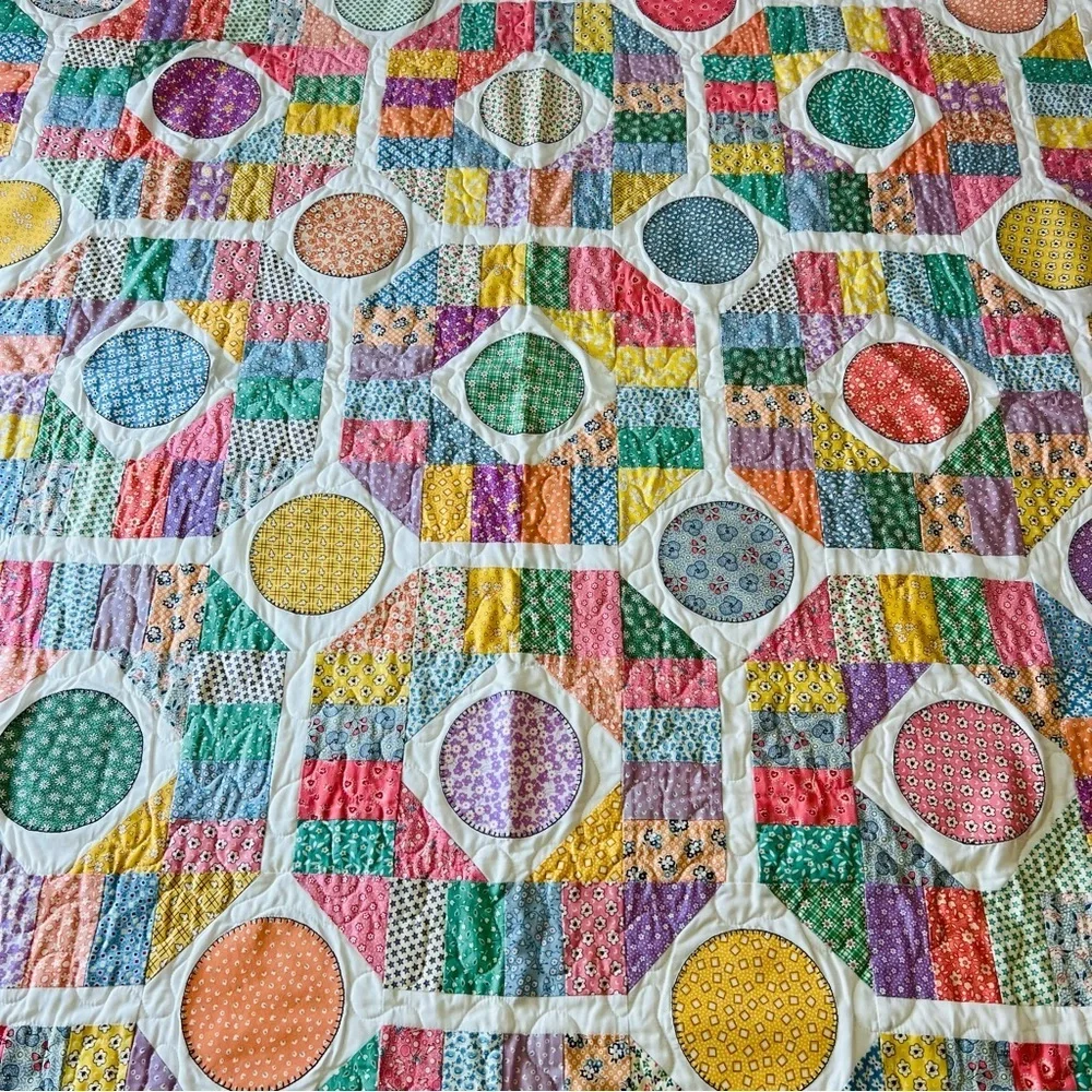 Dot to Dot Handmade Quilt – 58”x58” – 1930s Reproduction Prints